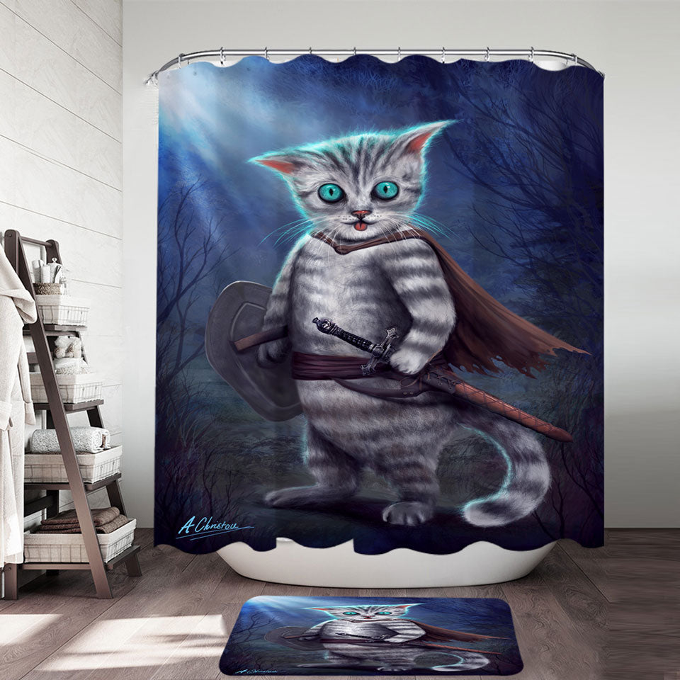 Cool Kids Shower Curtains Blue Eyed Dagar the Cat