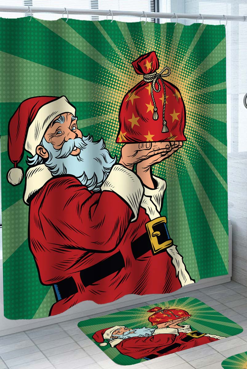 Cool Magical Present Santa Claus Shower Curtain