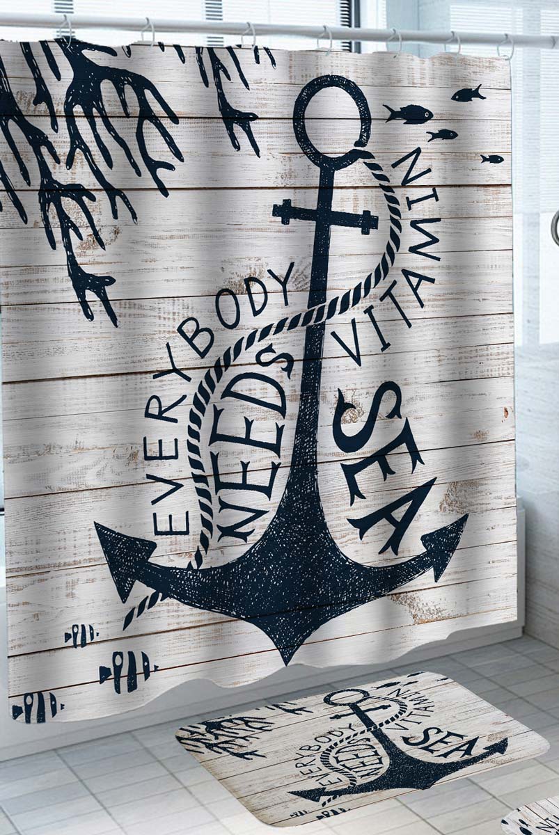 Cool Nautical Shower Curtains Quote Wooden Deck Anchor