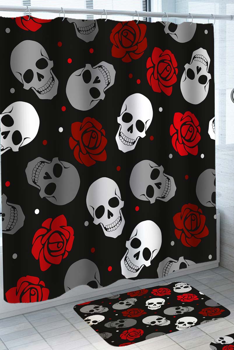 Cool Pattern Shower Curtains Skulls and Roses