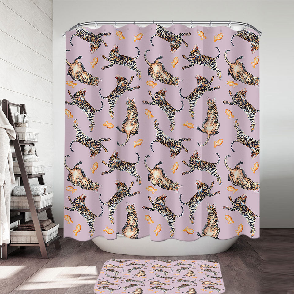 Cool Pattern Tiger Cat Fabric Shower Curtains