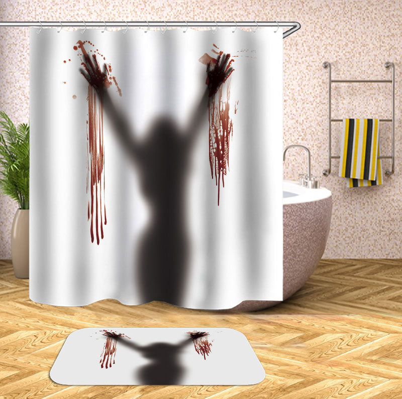 Cool Scary Bleeding Shower Curtain with Woman Silhouette