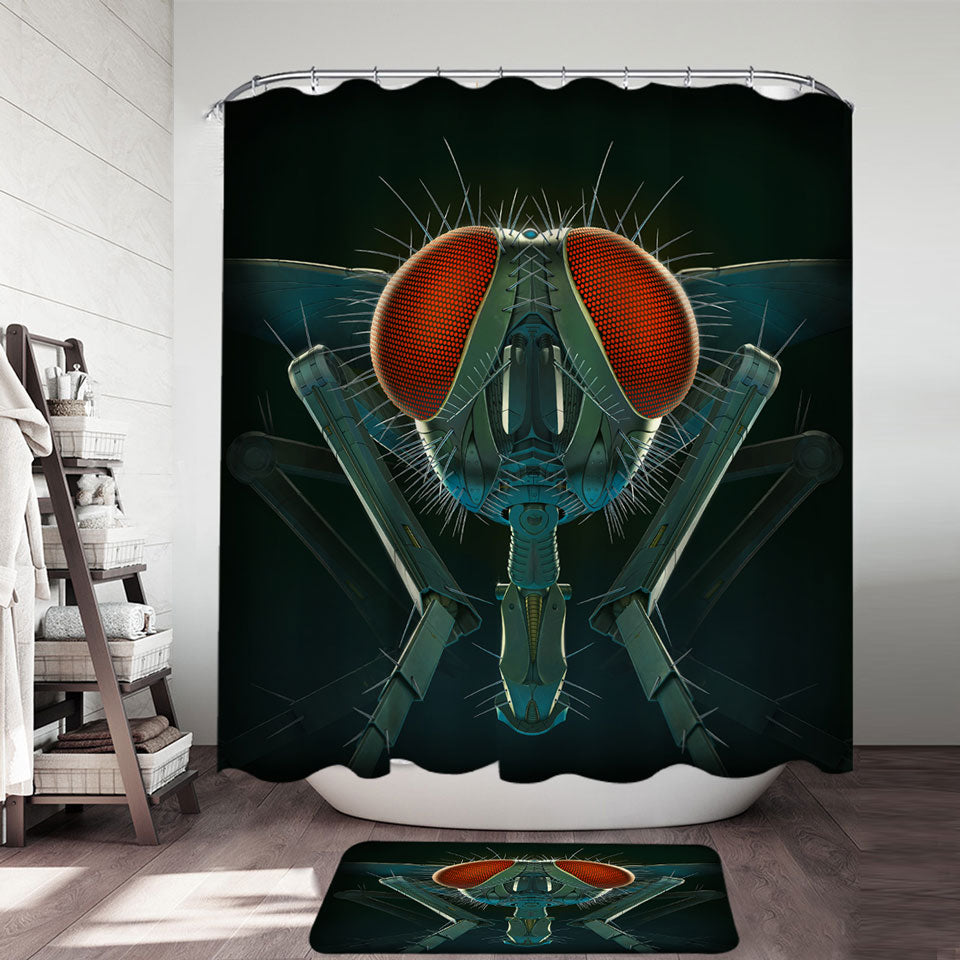 Cool Science Fiction Art Metal Fly Shower Curtain