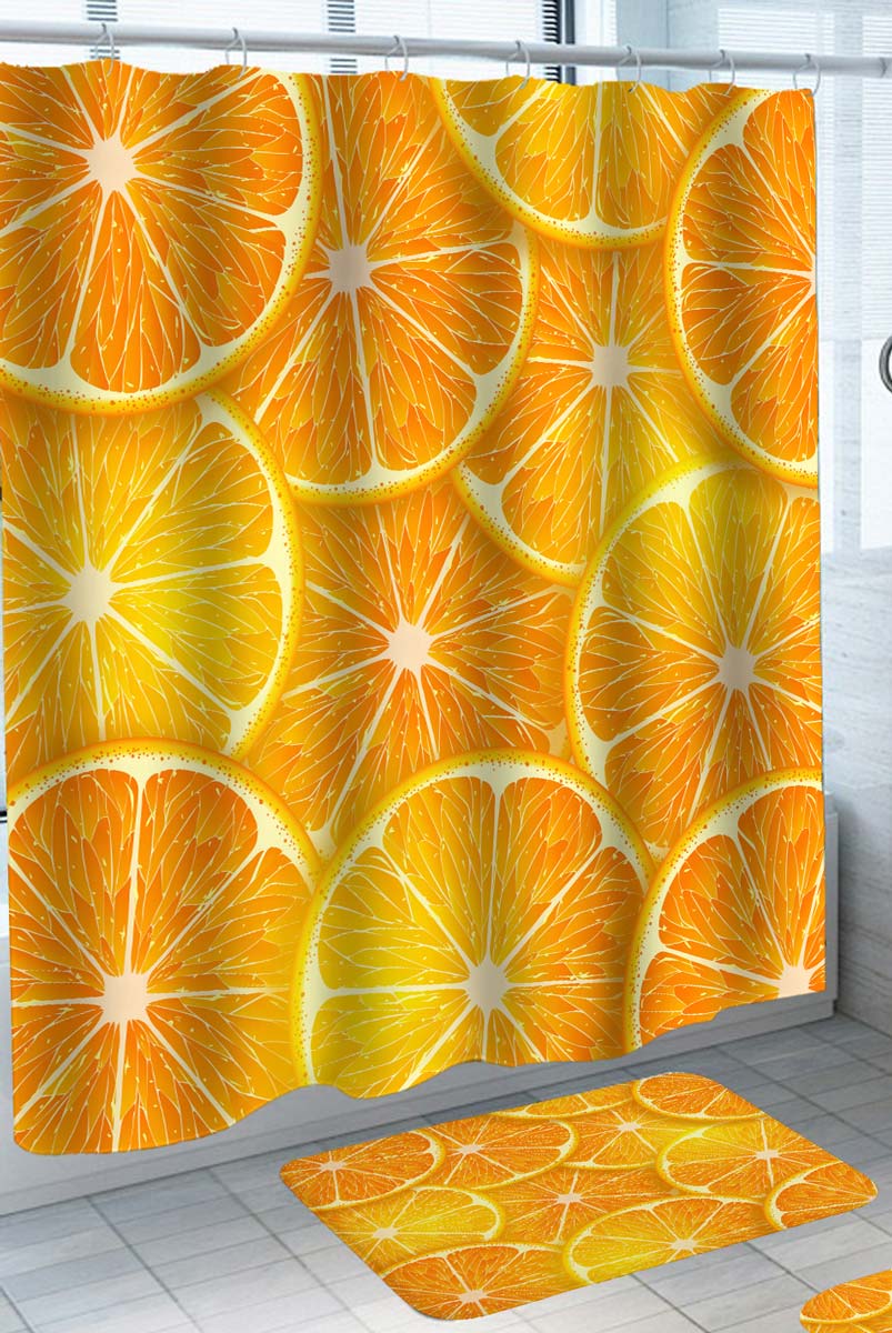 Cool Shower Curtain Sliced Orange