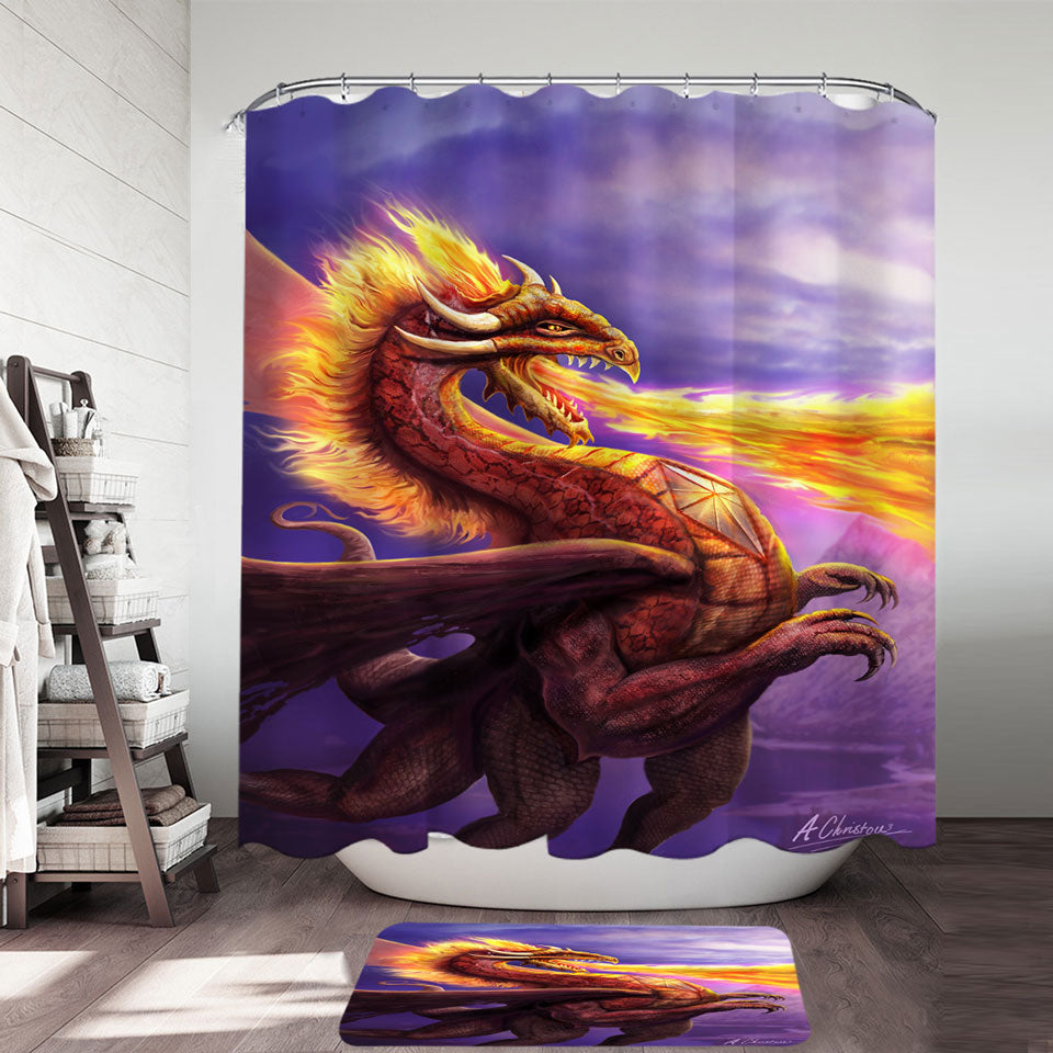 Cool Shower Curtains Art Dragon Flame