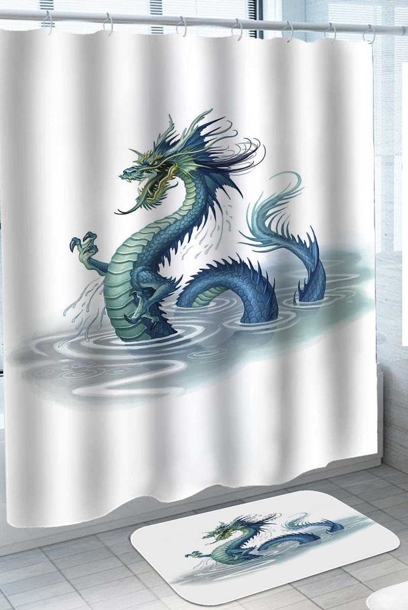 Cool Shower Curtains Blue Turquoise Chinese Dragon