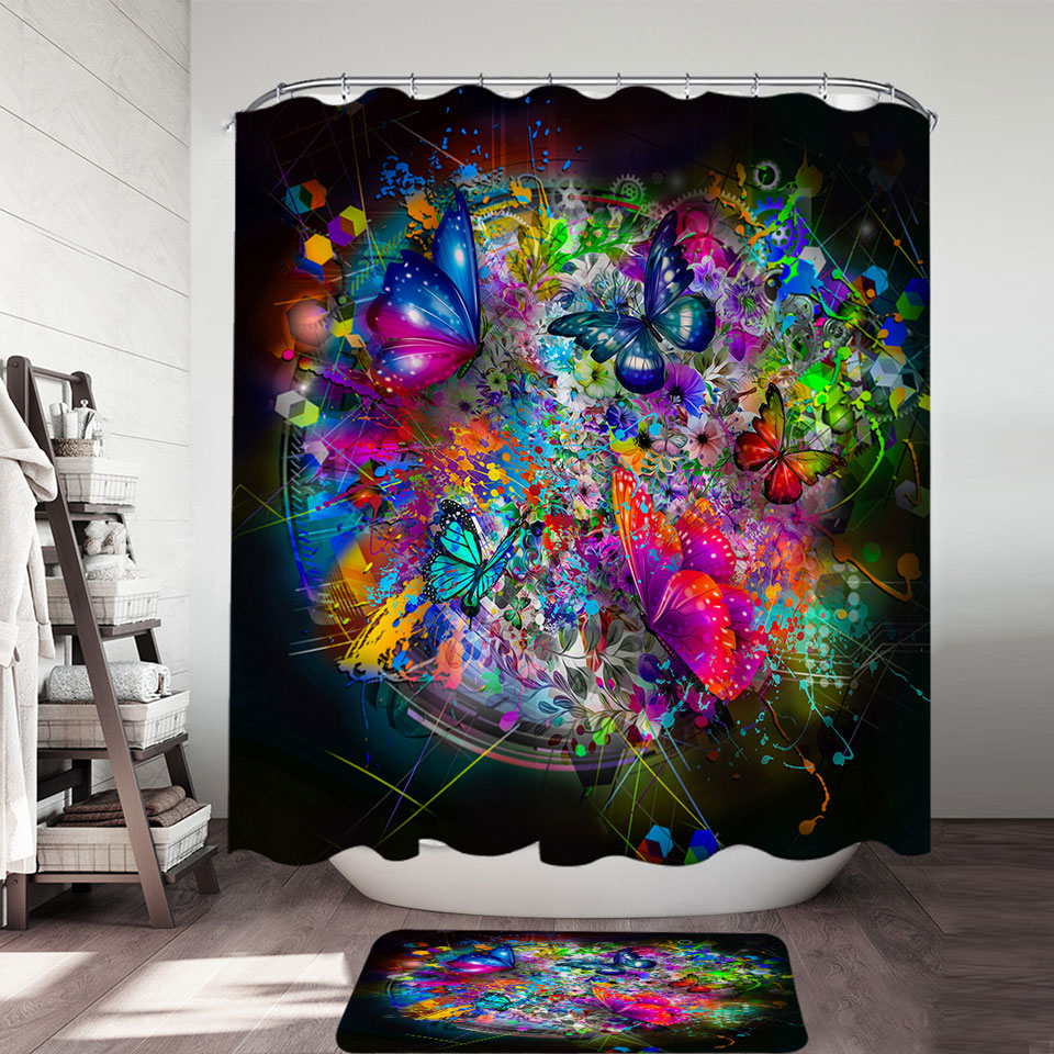 Cool Shower Curtains Butterflies and Flowers Craziness