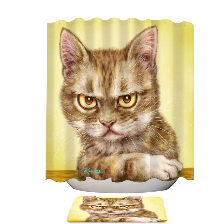 Cool Shower Curtains Cats Art Serious Kitten