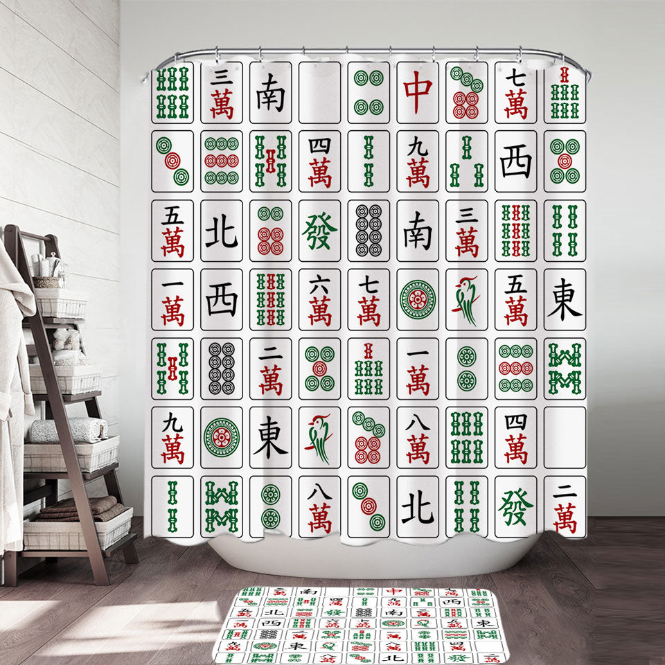 Cool Shower Curtains Chinese Mahjong Tiles