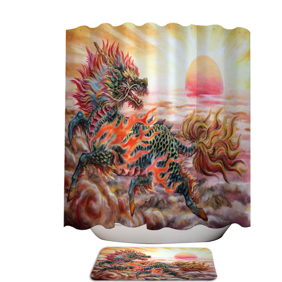 Cool Shower Curtains Fantasy Art Sun Fire Kirin