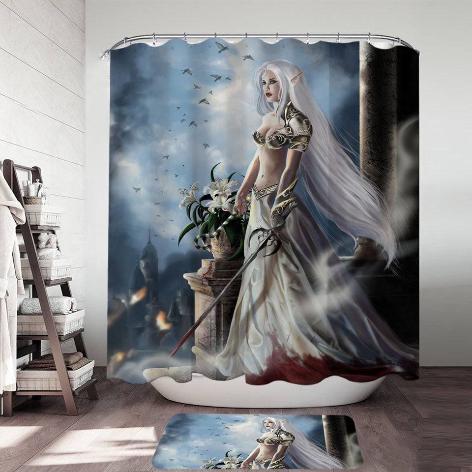 Cool Shower Curtains Fantasy Art the Prophecy Beautiful Elf Girl