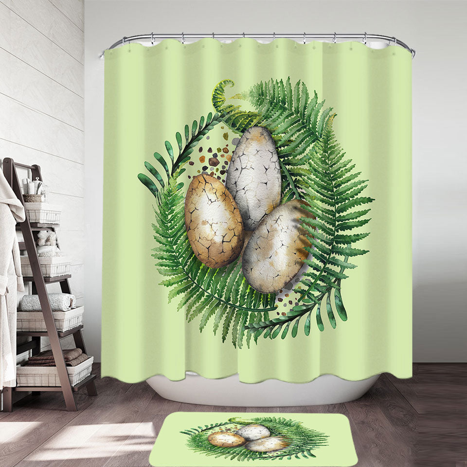 Cool Shower Curtains Fern and Dinosaur Eggs