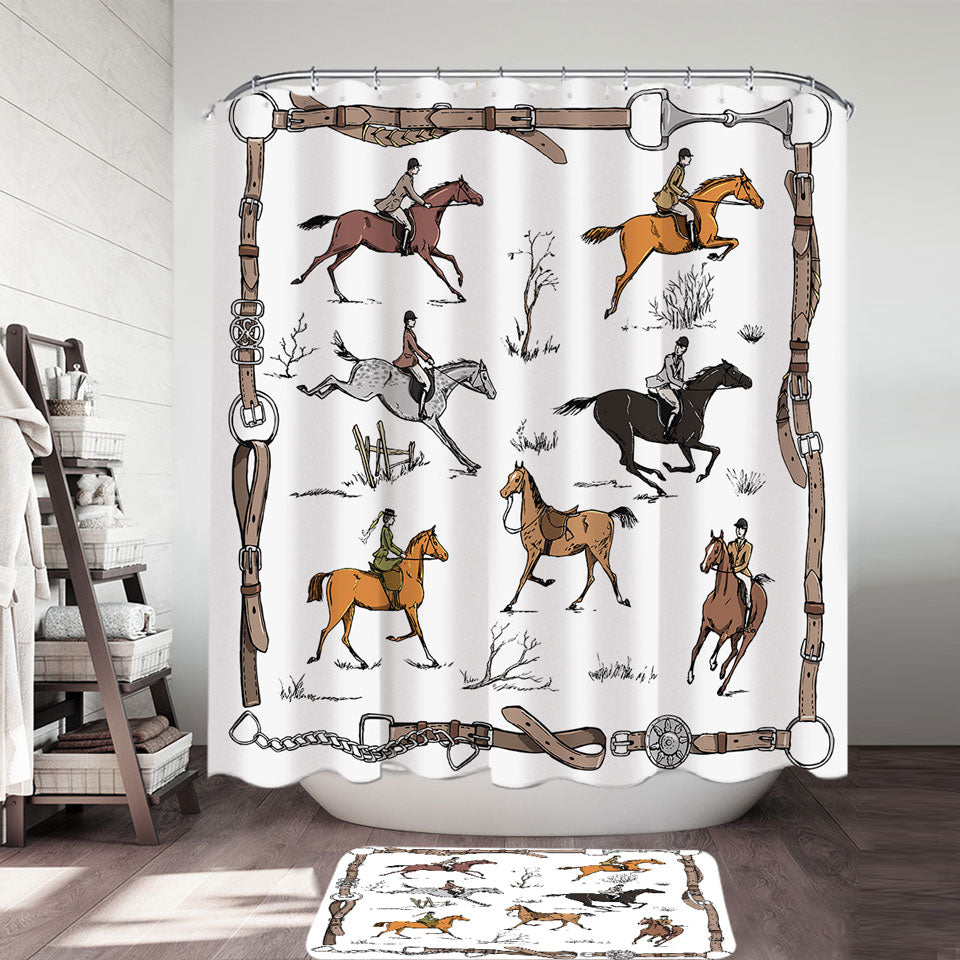 Cool Shower Curtains Horse Riding Pattern