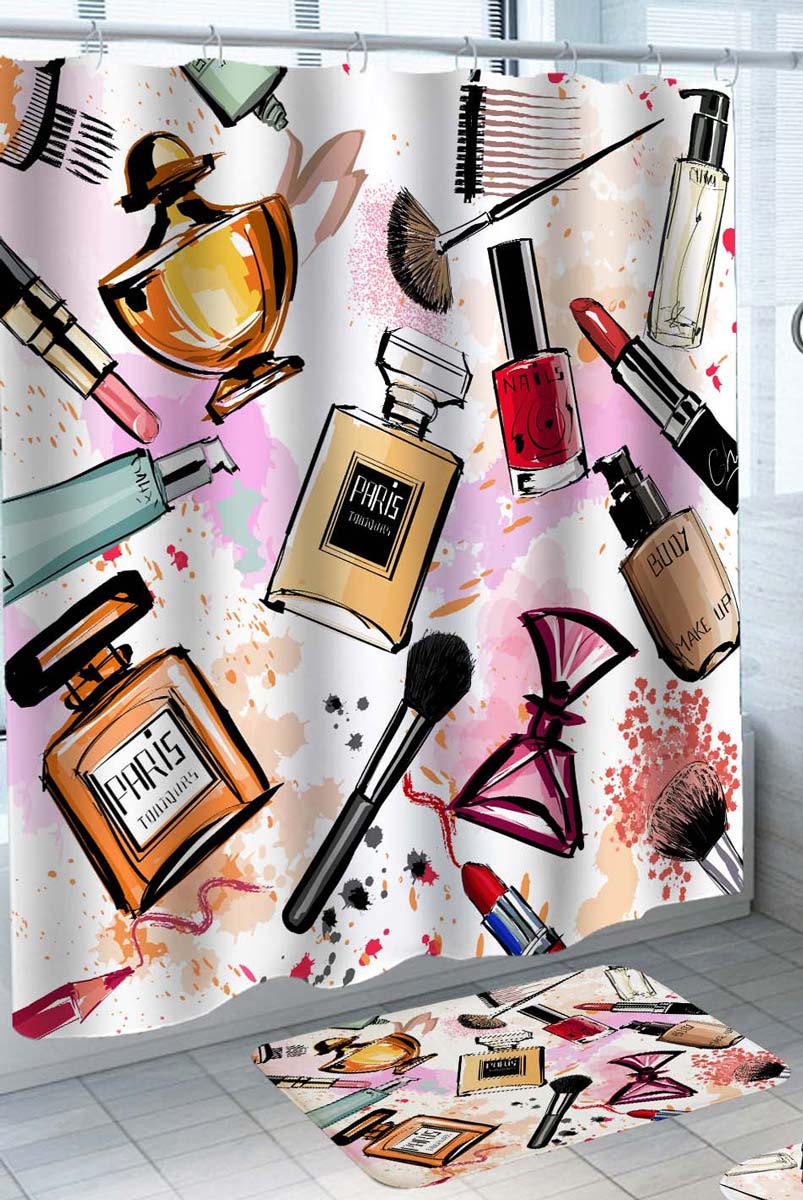 Cool Shower Curtains Makeup and Perfumes the Women Kit