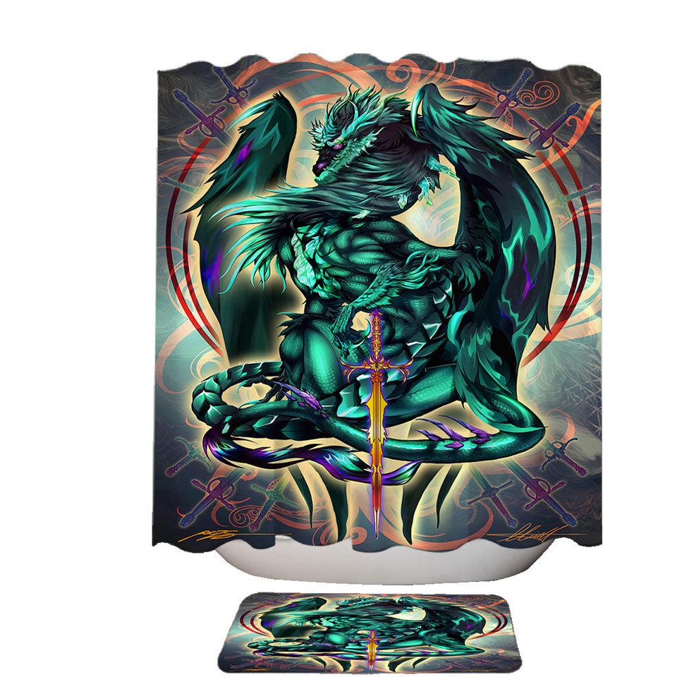 Cool Shower Curtains Online Fantasy Weapon Green Dragon Terra Blade