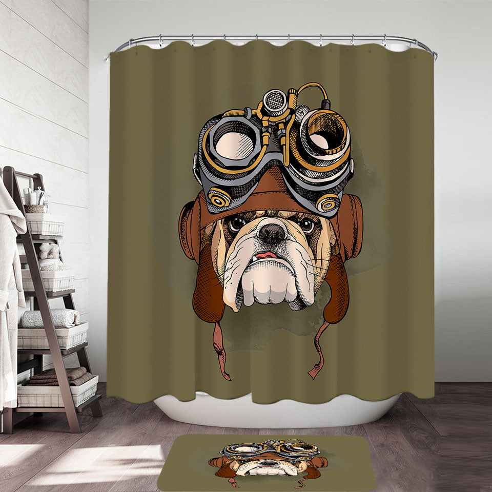 Cool Shower Curtains Pilot Bulldog Shower Curtain