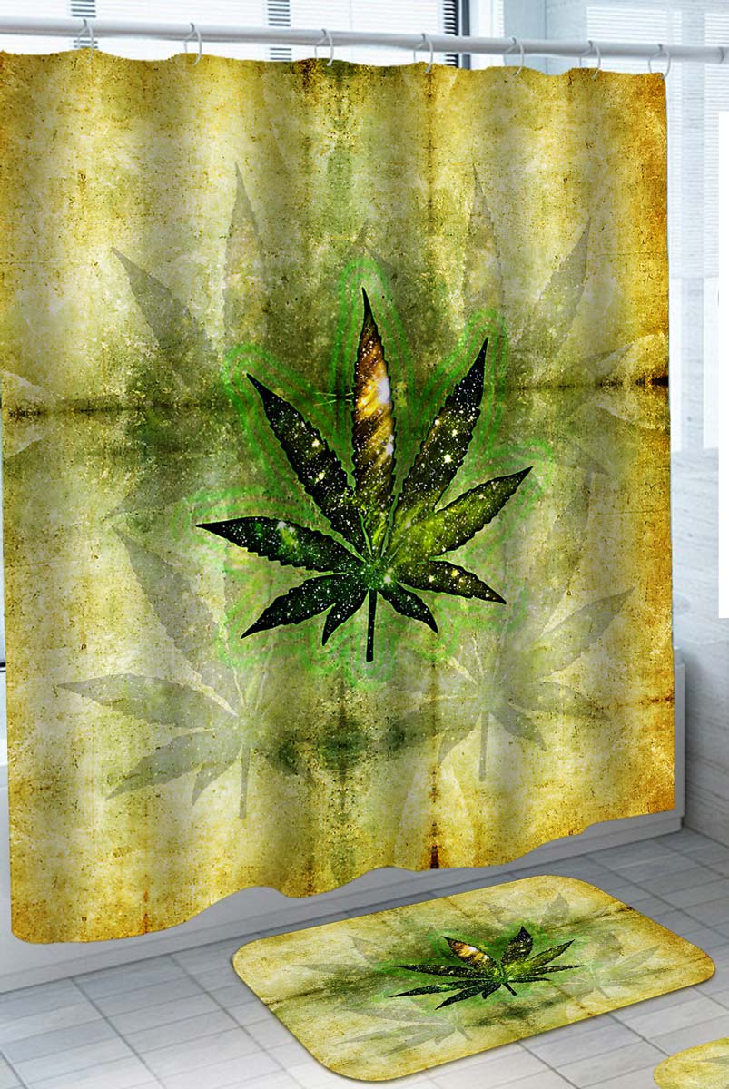 Cool Shower Curtains Space Weed Leaf on Concrete
