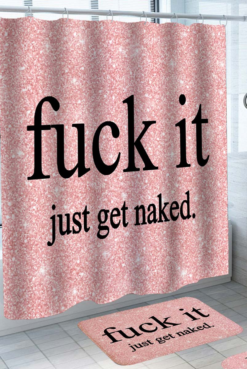 Cool Shower Curtains for Girls Just Get Naked Pinkish Glitter