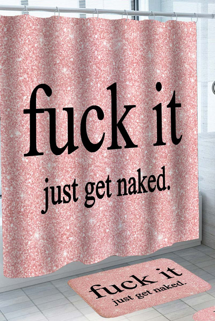 Cool Shower Curtains for Girls Just Get Naked Pinkish Glitter