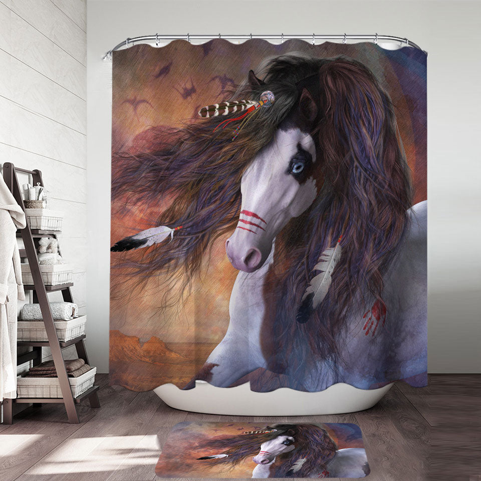 Cool Shower Curtains for Sale Horses Art Pawnee Brave Horse