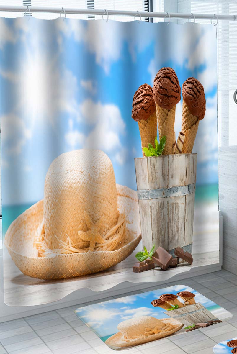 Cool Shower Curtains for the Summer Chocolate Ice Cream at the Beach
