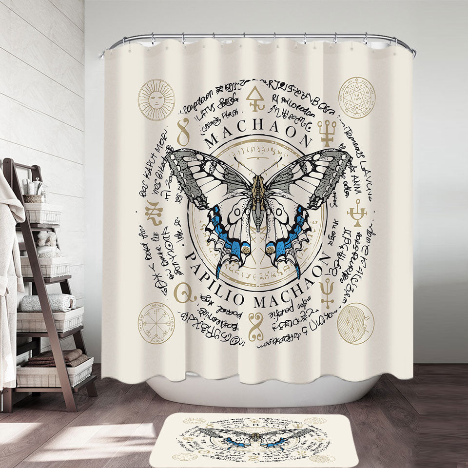 Cool Shower Curtains with Ancient Symbols Papilio Machaon Butterfly