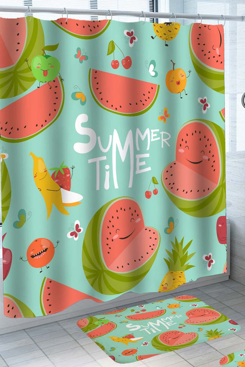 Cool Summer Time Shower Curtains with Fruits and Watermelon