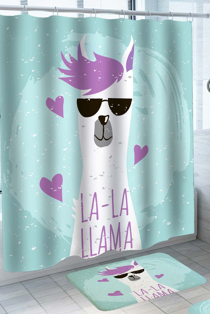 Cool Sunglasses La La Llama Shower Curtains