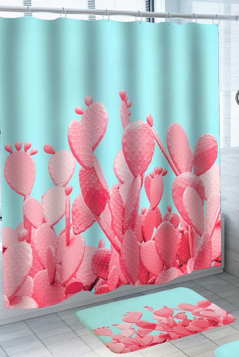 Cool Unique Pink Cactus Shower Curtains
