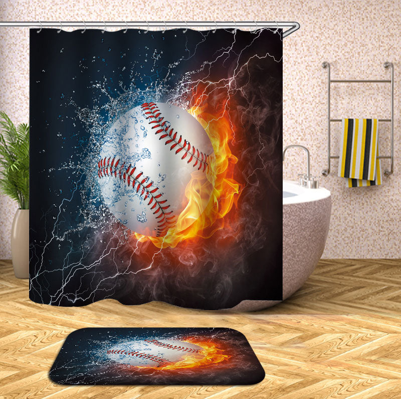 Cool Water vs Fire Baseball Shower Curtain