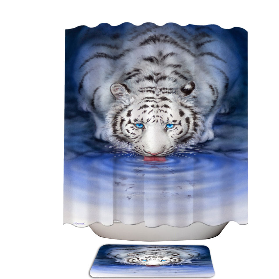 Cool Wildlife Animal Art White Tiger Oasis Shower Curtain