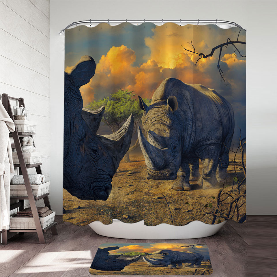 Cool Wildlife Animals Art Rhino Shower Curtain