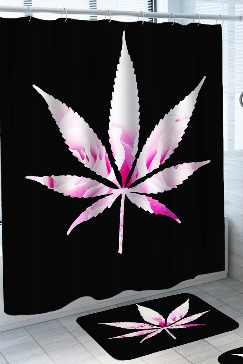 Cool Womens Shower Curtains Pinkish Rose Weed Leaf