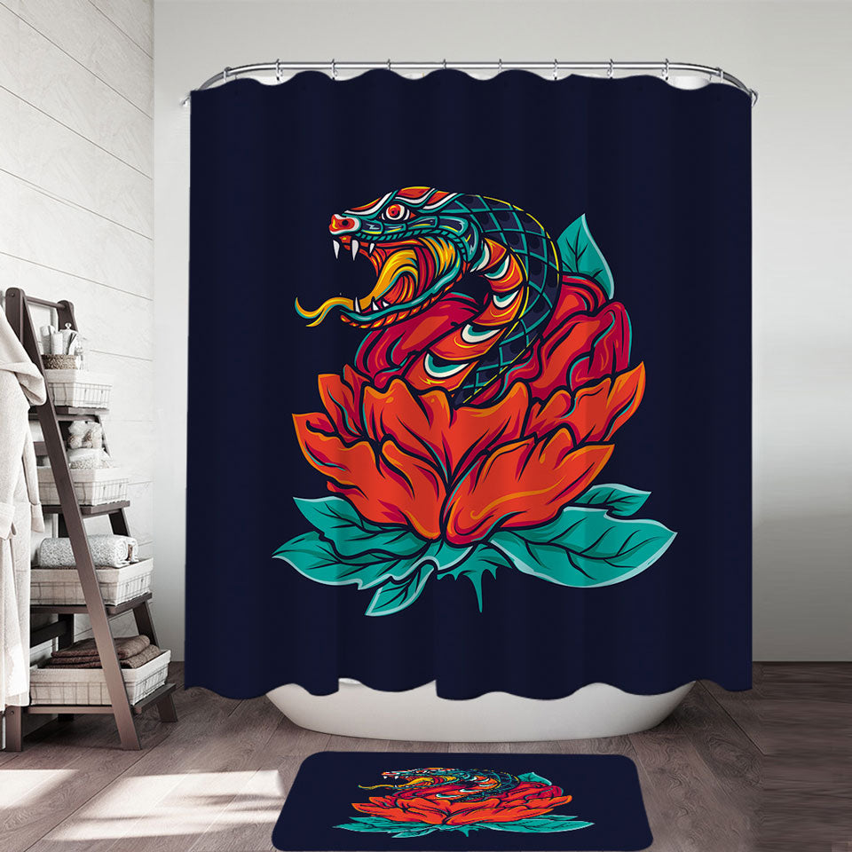 Cool and Scary Shower Curtain Snake Rose