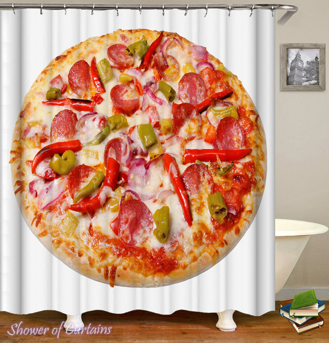 Cool Shower Curtains - Spicy Pepperoni Pizza Shower Curtain