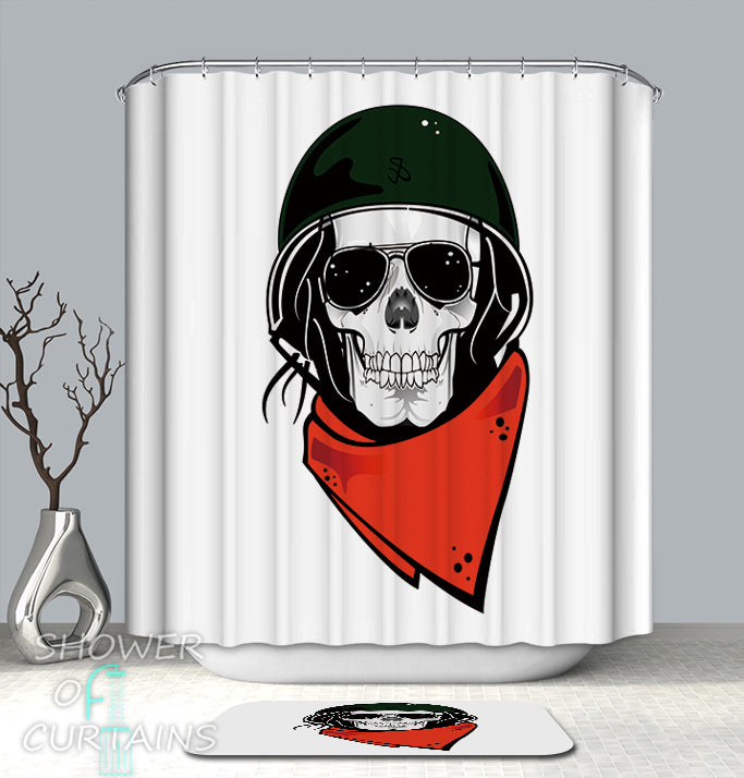 Cool Skull Shower Curtains - Sunglasses Soldier