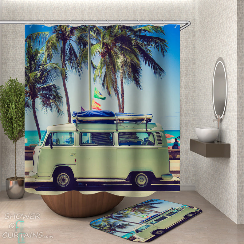 Cool Tropical Shower Curtains - Vacation Van Shower Curtain