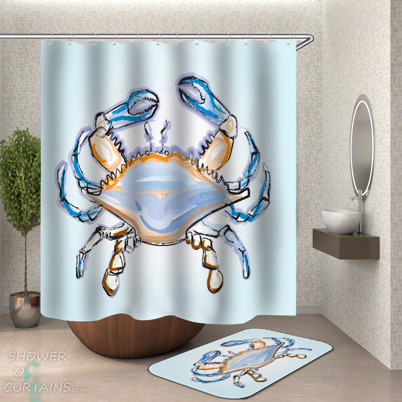 Crab Shower Curtain - Nautical Shower Curtains
