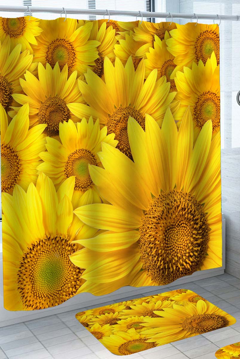 Crowded Yellow Sunflowers Shower Curtains