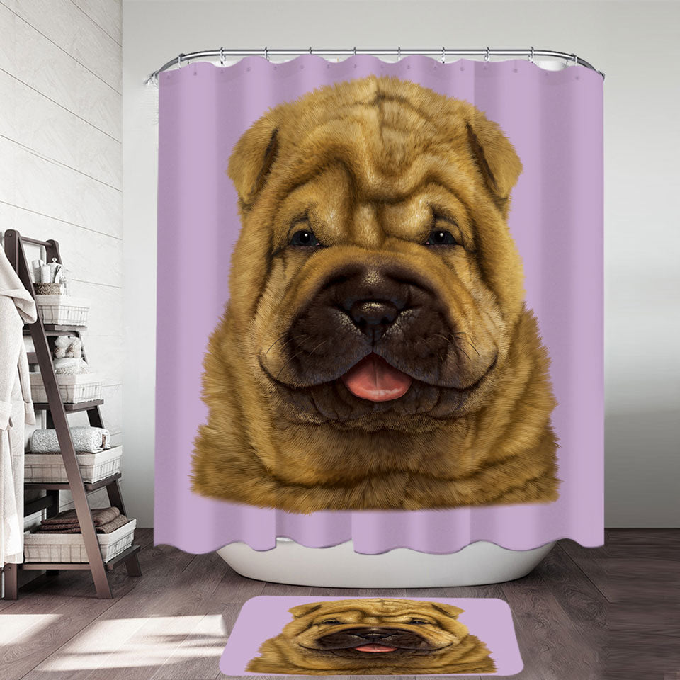 Cute Animal Art Shar Pei Puppy Dog Shower Curtains