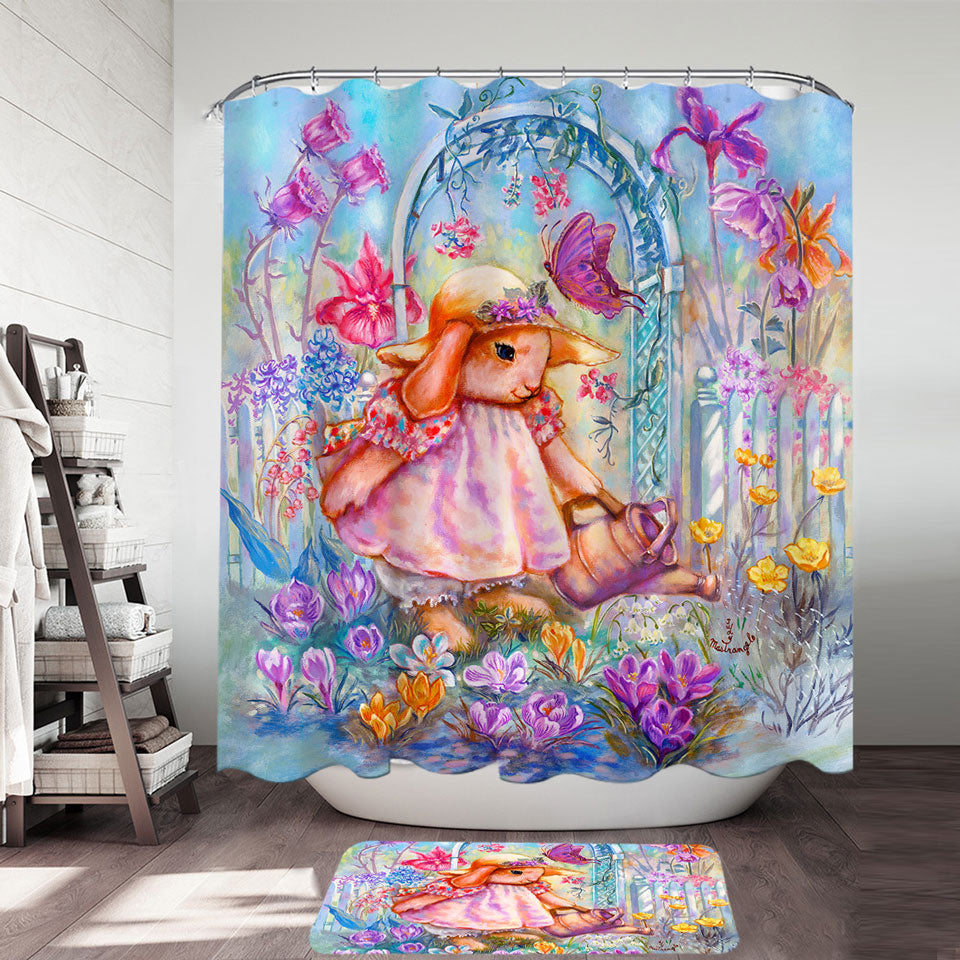 Cute Art for Kids Buttercup Bunny Shower Curtain