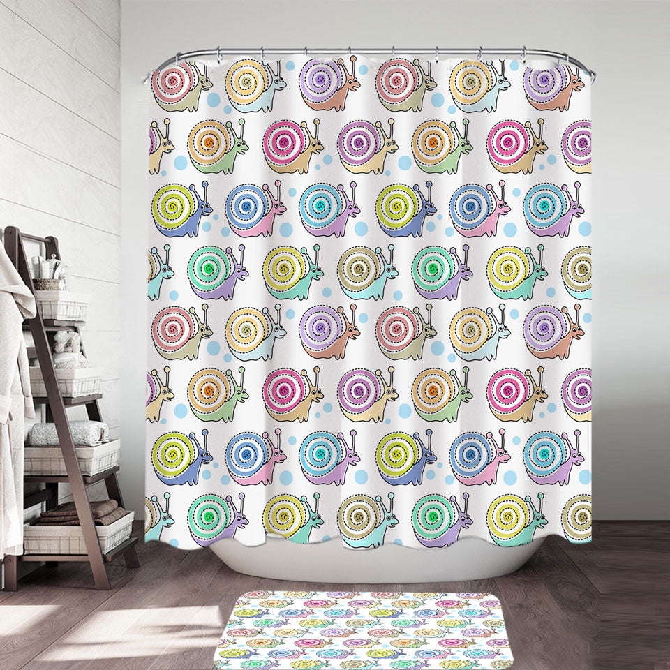 Cute Colorful Snails Shower Curtain