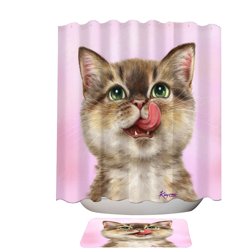 Cute Fabric Shower Curtains Cats the Hungry Kitten