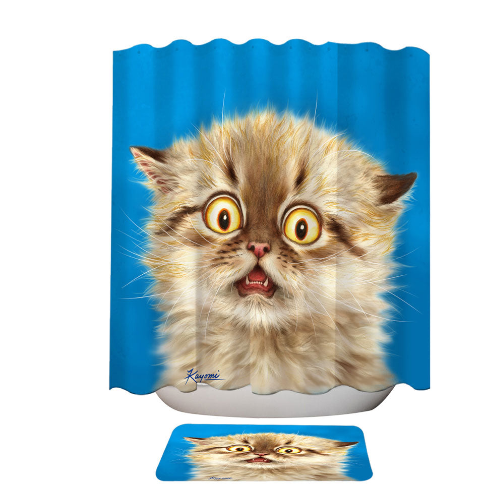 Cute Frightened Kitten Cat Shower Curtain