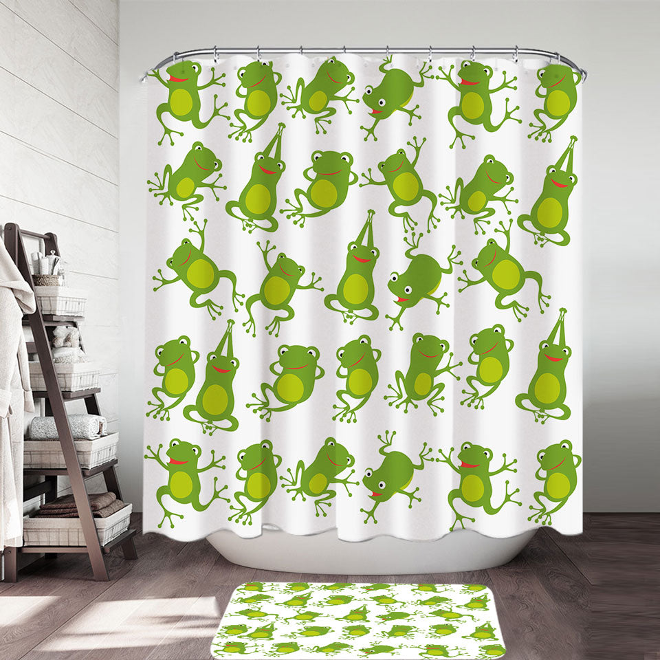 Cute Green Frog Shower Curtain