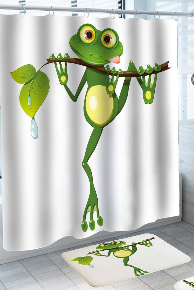 Cute Green Frog Shower Curtain