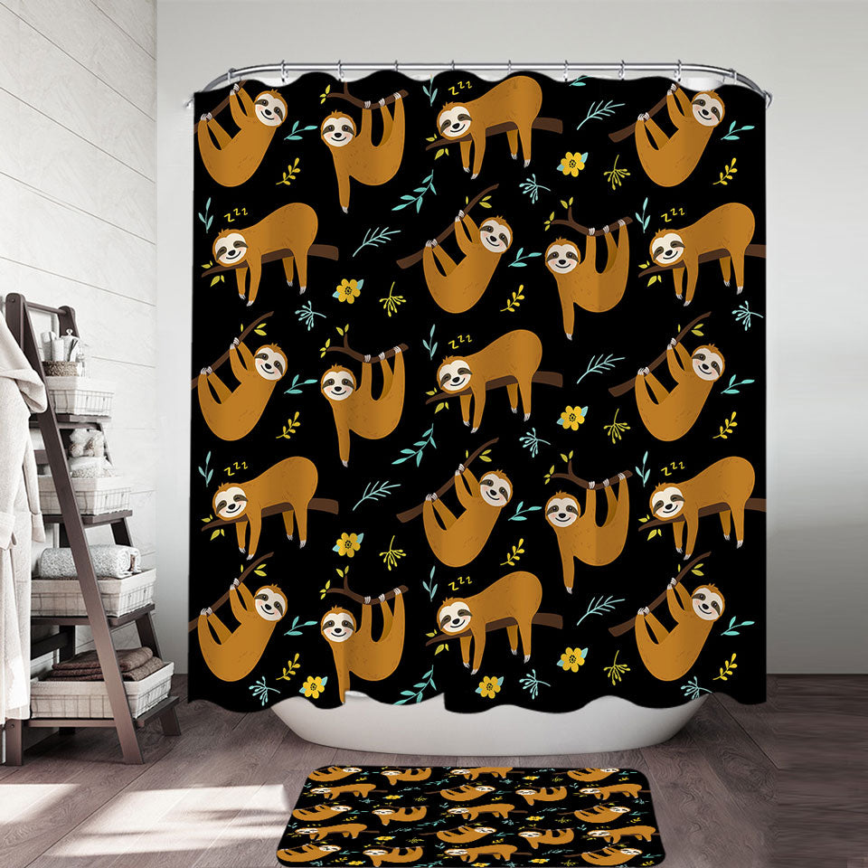 Cute Hanging Sloths Shower Curtain