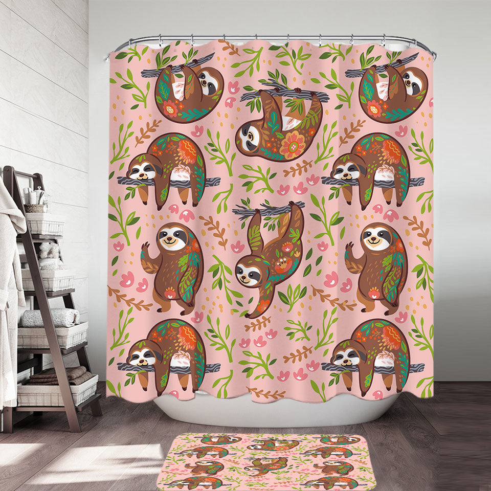Cute Happy Sloth Shower Curtain for Children
