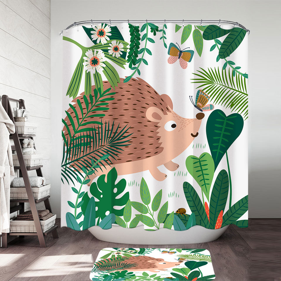 Cute Hedgehog Shower Curtain for Kids