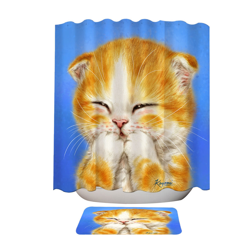 Cute Kids Shower Curtains Designs Adorable Shy Ginger Cat